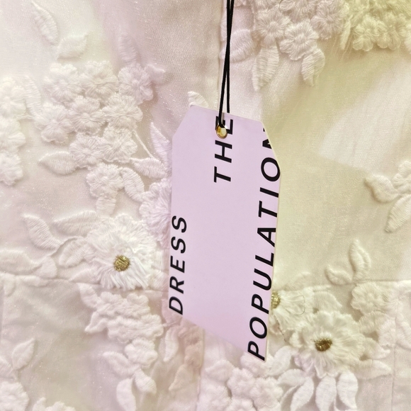 Dress The Population Tara White Gold Embroidered Lace Wedding Dress,Large,NWT - Picture 16 of 16